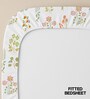 White Floral 200 TC Cotton King Sized Fitted Bedsheet with 2 Pillow Covers