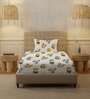 White Floral 200 TC Cotton Single Bedsheet with 1 Pillow Cover