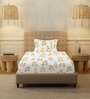 White Floral 200 TC Cotton Single Bedsheet with 1 Pillow Cover