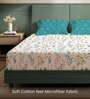 White Floral 200 TC Microfiber King Sized Bedsheet with 2 Pillow Covers