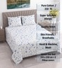 White Floral 210 TC Queen Bedsheet with 2 Pillow Covers Luxury Series Collection