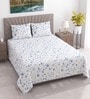 White Floral 210 TC Queen Bedsheet with 2 Pillow Covers Luxury Series Collection