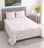 Pink Floral 210 TC Queen Bedsheet with 2 Pillow Covers Luxury Series Collection
