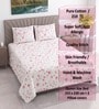 Pink Floral 210 TC Queen Bedsheet with 2 Pillow Covers Luxury Series Collection