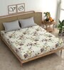 White Floral 210 TC Microfiber King Bedsheet With 2 Pillow Covers