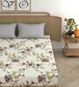 White Floral 210 TC Microfiber King Bedsheet With 2 Pillow Covers