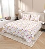 White Floral 220 Tc Cotton Super King Bedsheet With 2 Pillow Covers