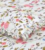 White Floral 260 Tc Polycotton Double Fitted Bedsheet With 2 Pillow Covers