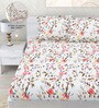 White Floral 260 Tc Polycotton Double Fitted Bedsheet With 2 Pillow Covers
