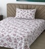 White Floral 290 Tc Cotton Single Bedsheet With 1 Pillow Cover
