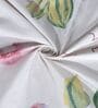 White Floral 300 TC Cotton Blend Double King Size Bedsheet with 2 Pillow Covers