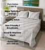 White Floral 330 TC Cotton Double Queen Size Bedsheet With 2 Pillow Covers Monochrome Collection