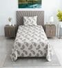 White Floral 330 TC Cotton Single Bed Size Bedsheet With 1 Pillow Cover Monochrome Collection