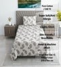 White Floral 330 TC Cotton Single Bed Size Bedsheet With 1 Pillow Cover Monochrome Collection