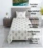 White Floral 330 TC Cotton Single Bed Size Bedsheet With 1 Pillow Cover Monochrome Collection