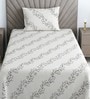 White Floral 330 TC Cotton Single Bed Size Bedsheet With 1 Pillow Cover Monochrome Collection