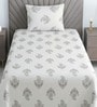 White Floral 330 TC Cotton Single Bed Size Bedsheet With 1 Pillow Cover Monochrome Collection