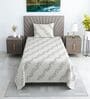 White Floral 330 TC Cotton Single Bed Size Bedsheet With 1 Pillow Cover Monochrome Collection