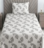 White Floral 330 TC Cotton Single Bed Size Bedsheet With 1 Pillow Cover Monochrome Collection