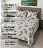 White Floral 330 Tc Cotton Super King Size Bedsheet With 2 Pillow Covers