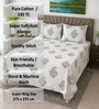 White Floral 330 Tc Cotton Super King Size Bedsheet With 2 Pillow Covers