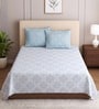 White Floral 400 TC Single Bedsheet with 2 Pillow Covers Luxury Series Collection