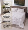White Floral 400 TC Super King Size Bedsheet with 2 Pillow Covers Luxury Series Collection
