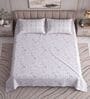 White Floral 400 TC Super King Size Bedsheet with 2 Pillow Covers Luxury Series Collection