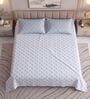 White Floral 400 TC Super King Size Bedsheet with 2 Pillow Covers Luxury Series Collection