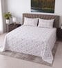 White Floral 400 TC Super King Size Bedsheet with 2 Pillow Covers Luxury Series Collection