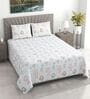 White Floral 400 TC Cotton Double Queen Size Bedsheet With 2 Pillow Covers Threads Regal Collection
