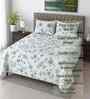 White Floral 400 TC Cotton Queen Size Bedsheet with 2 Pillow covers Essential Series Collection