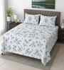 White Floral 400 TC Cotton Queen Size Bedsheet with 2 Pillow covers Essential Series Collection