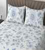White Floral 400 TC Cotton Queen Size Bedsheet with 2 Pillow covers Essential Series Collection