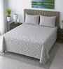 White Floral 400 Tc Cotton Queen Size Bedsheet With 2 Pillow Covers