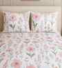 White Floral 400 TC Cotton Single Bed Size Bedsheet wih 2 Pillow cover Essential Series Collection