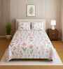 White Floral 400 TC Cotton Single Bed Size Bedsheet wih 2 Pillow cover Essential Series Collection