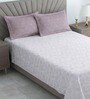White Floral 400 TC Cotton Single Bed Size Flat Bedsheet With 2 Pillow Covers