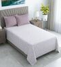 White Floral 400 TC Cotton Single Bed Size Flat Bedsheet With 2 Pillow Covers