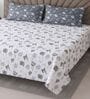 White Floral 400 TC Cotton Super King Bedsheet with 2 Pillow Covers Luxury Series Collection