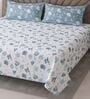 White Floral 400 TC Cotton Super King Bedsheet with 2 Pillow Covers Luxury Series Collection