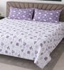 Lavender Floral 400 TC Cotton Super King Bedsheet with 2 Pillow Covers Luxury Series Collection