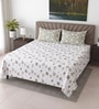 White Floral 400 TC Cotton Super King Bedsheet with 2 Pillow Covers Luxury Series Collection