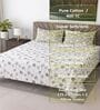 White Floral 400 TC Cotton Super King Bedsheet with 2 Pillow Covers Luxury Series Collection