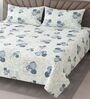 Blue Floral 400 TC Cotton Super King Bedsheet with 2 Pillow Covers Luxury Series Collection