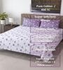 Lavender Floral 400 TC Cotton Super King Bedsheet with 2 Pillow Covers Luxury Series Collection