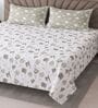 White Floral 400 TC Cotton Super King Bedsheet with 2 Pillow Covers Luxury Series Collection