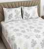 White Floral 400 TC Cotton Super King Size Bedsheet with 2 Pilllow covers Essential Series Collection
