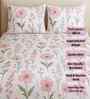 White Floral 400 TC Cotton Super King Size Bedsheet with 2 Pilllow covers Essential Series Collection