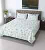 White Floral 400 TC Cotton Super King Size Bedsheet with 2 Pilllow covers Essential Series Collection